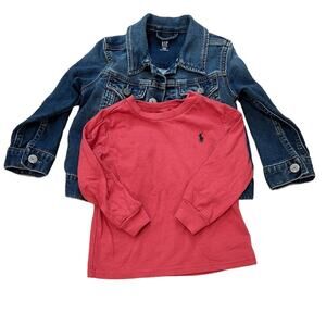 GAP Ralph Lauren Toddler Outfit Bundle Denim Jacket Long Sleeve Top